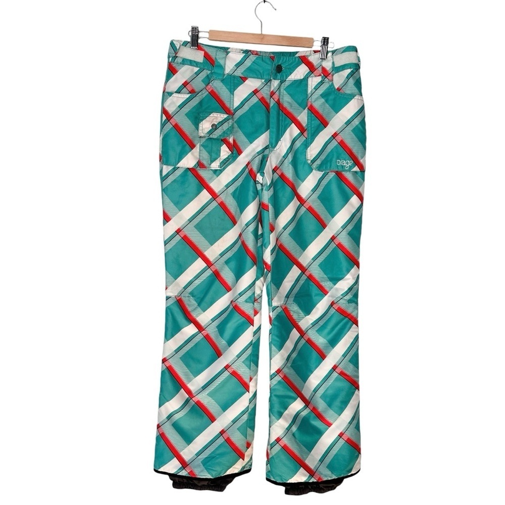 Orage | Green and Orange Plaid Ski Snowboard Pants Size Medium